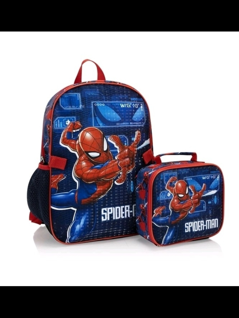 Spider-Man Kids Blue & Red Backpack with Matching Lunch Bag